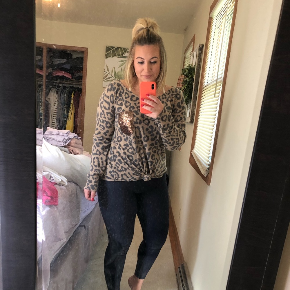 Cheetah print long sleeve sweater